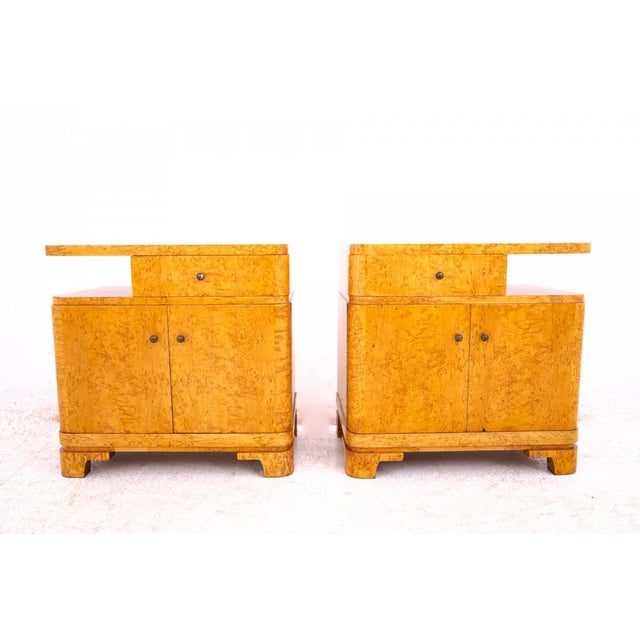 Art Deco nightstands, Poland, c. 1930 – professionally restored An elegant pair of Art Deco nightstands, made in Poland...