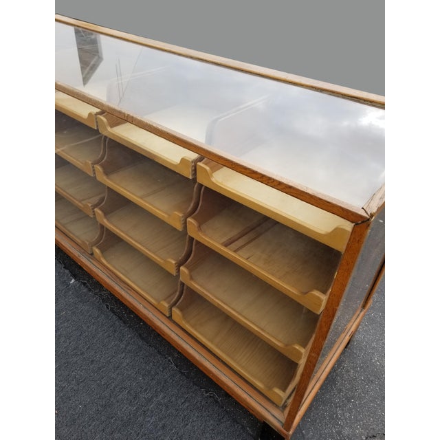 Antique Store Display Case Shop Counter Showcase W Wood and Glass Chairish