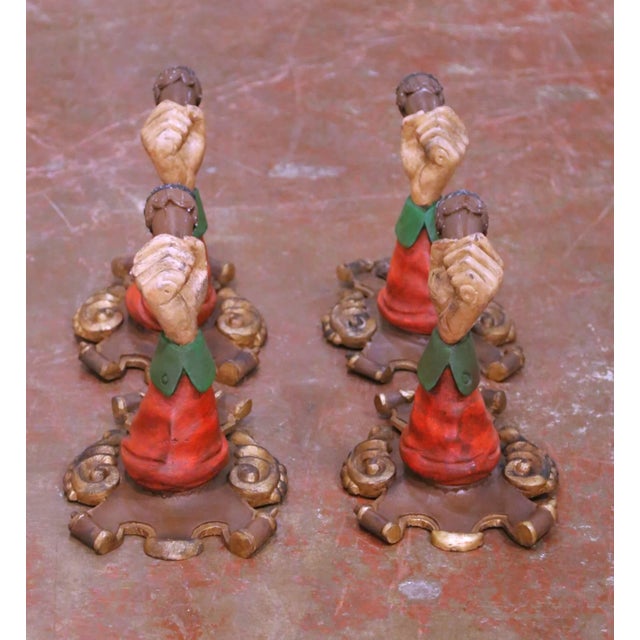 20th Century Italian Carved Polychrome Figural Arm Form Wall Sconces, Set of 4 For Sale - Image 4 of 10