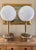Metal Pair of Large 1920s Etched Floral Brass Globe Table Lamps For Sale - Image 7 of 12