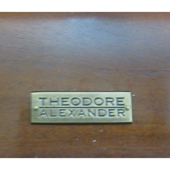 Brown 1990s Theodore Alexander Writing Desk Console French Leather Top Ladies For Sale - Image 8 of 10