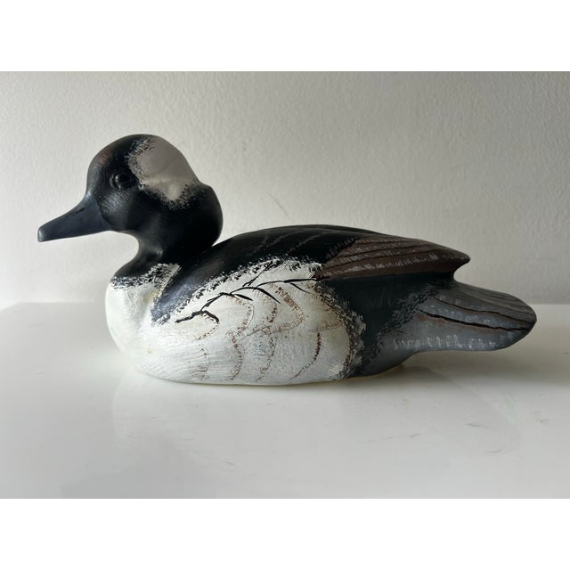 Vintage Hand Painted and Hand Carved Signed Buffelhead Drake For Sale - Image 4 of 12