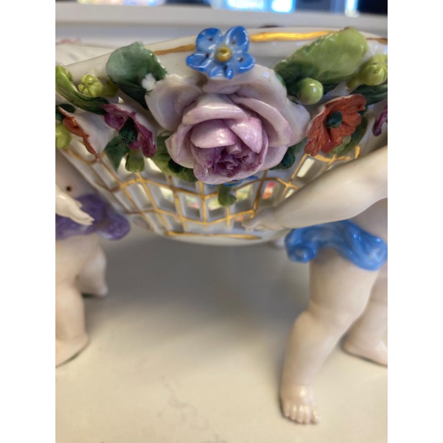 1950s 1950s Porcelain China Basket Centerpiece For Sale - Image 5 of 8