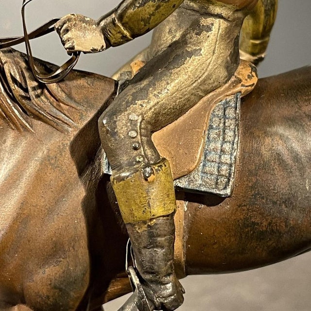 Metal Equestrian Horse Jockey Statue in Polychrome, 1890s For Sale - Image 7 of 14