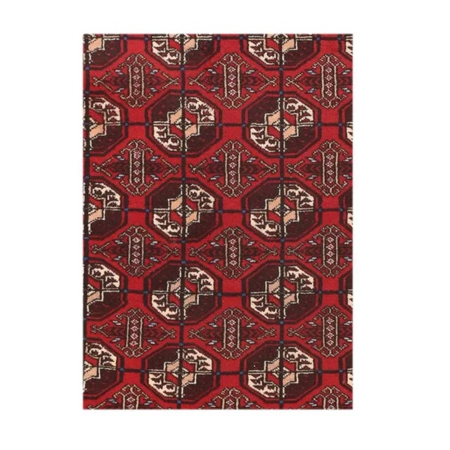 Semi-Antique Persian Bokara Rug- 4′ × 5′10″ For Sale - Image 4 of 5