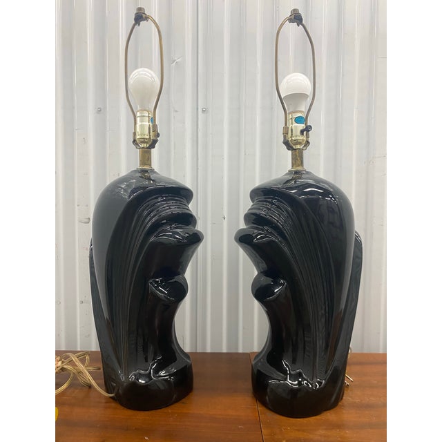 1980s Art-Deco Style Lamps a Pair . For Sale - Image 4 of 12