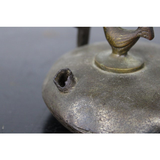 18th Century Primitive Antique 18th Century French Miner’s Whale Oil Lantern Brass Rooster For Sale - Image 5 of 12