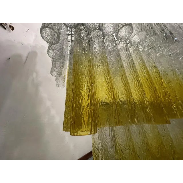 Large Textured Glass Chandelier, 1980s For Sale - Image 3 of 13