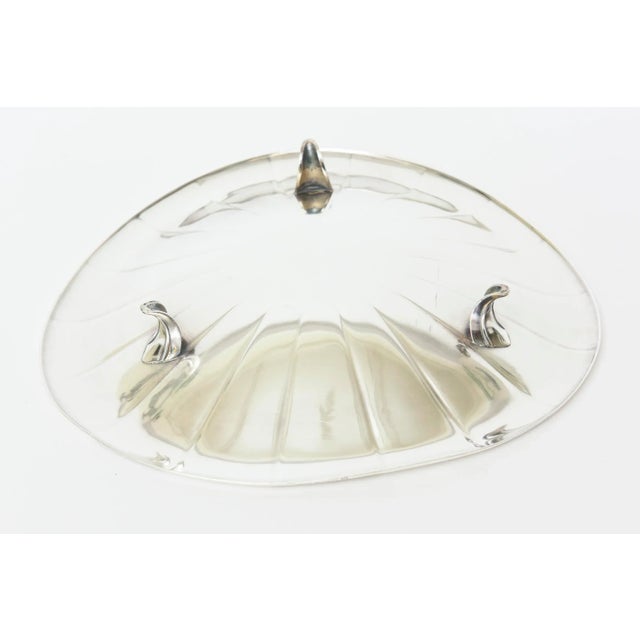 Metal Vintage Silver-Plate Footed Bowl Mid Century Modern For Sale - Image 7 of 11