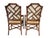 Hollywood Regency Palecek Pavilion Rattan Armchairs, Pair, Custom Greek Key Fabric, Hollywood Regency Style For Sale - Image 3 of 12