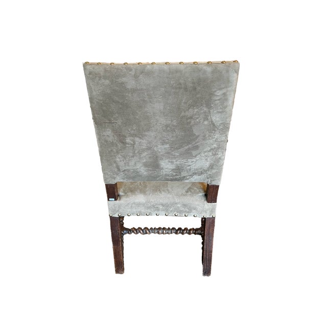 19th Century French Louis XIII Style Barley Twist Armchair With Dog Terminals For Sale - Image 4 of 9
