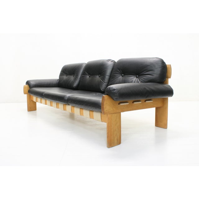 Oak and Leather Africa Sofa by Esko Pajamies for Asko Oy, 1970s For Sale - Image 9 of 9