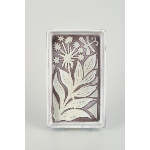 Mari Simmulson for Upsala Ekeby Rectangular dish/tray, model 4330/682, 1960s. Relief-decorated stoneware with stylised...
