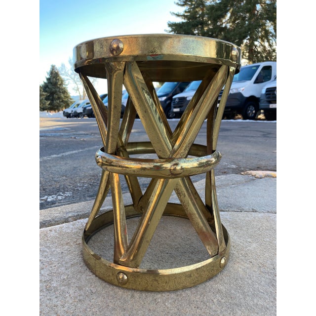 Metal Brass X-Stool From Sarreid Ltd. Made in Hong Kong For Sale - Image 7 of 13