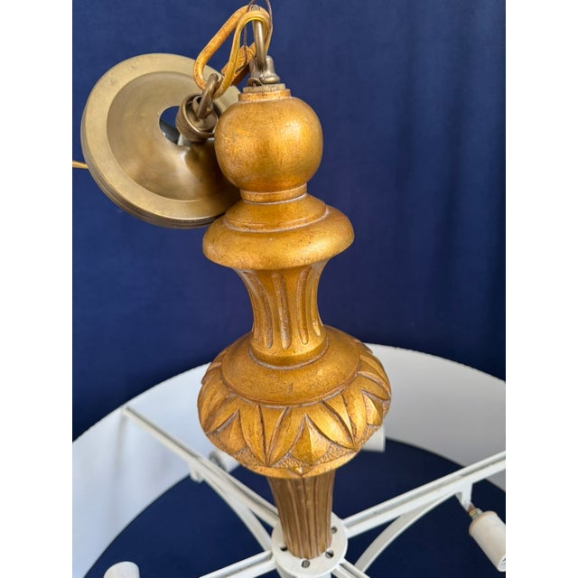 Art Deco John Rosselli Tole Shade 5 Light Chandelier With Greek Key Detail For Sale - Image 3 of 4