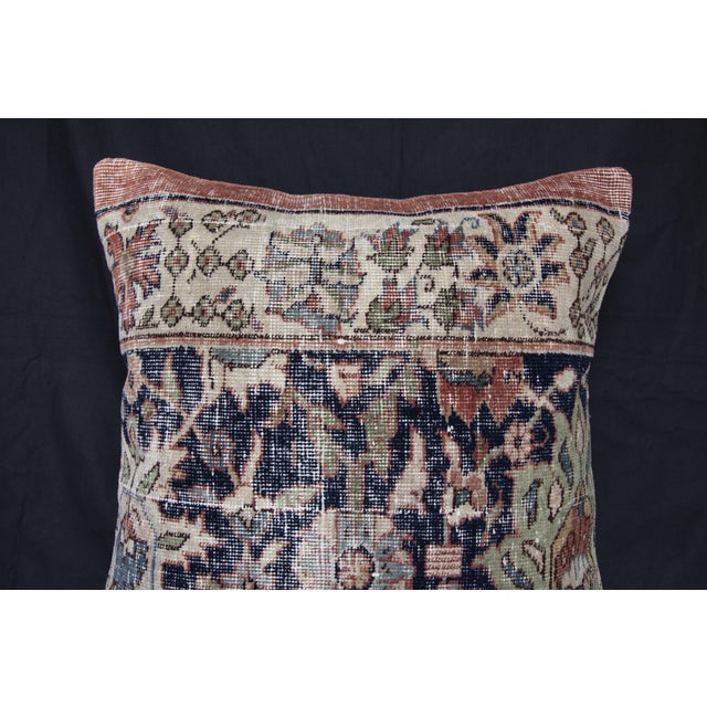 Mid 20th Century Handmade Navy Blue Rug Pillow Cover -20'' X 20'' For Sale - Image 5 of 13
