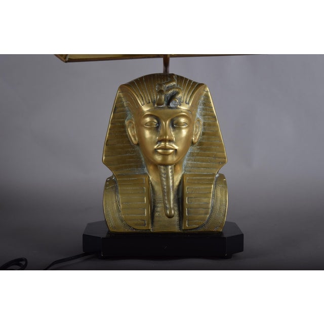 Metal Vintage Egyptian Revival Brass Pharaoh Table Lamp, 1970s For Sale - Image 7 of 12