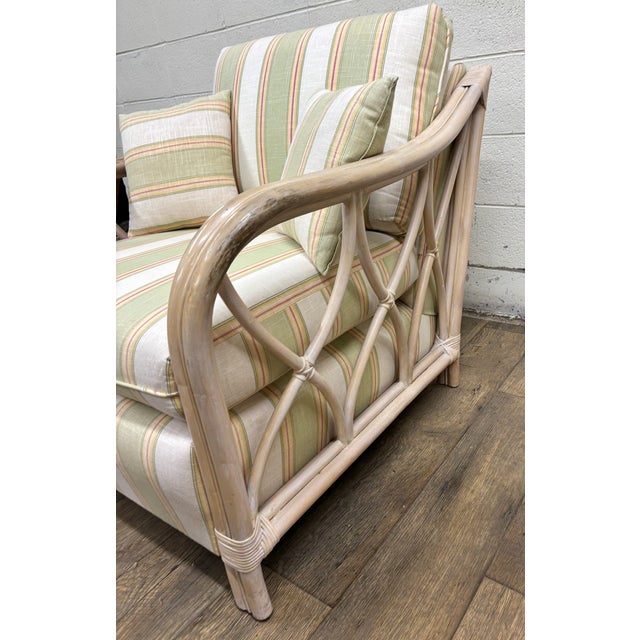 Beige Vintage MCM Style Organic Coastal Rattan Bamboo Chair For Sale - Image 8 of 12
