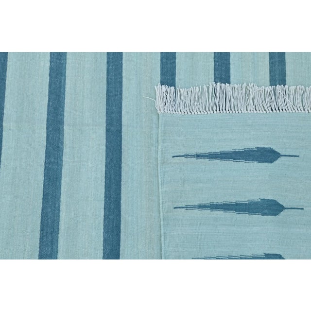 Indian Amritsar Rug, 9' x 12', Seaglass and Deep Blue For Sale - Image 3 of 6