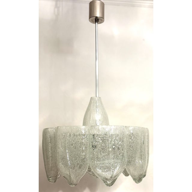 Vintage Metal Murano Ice Glass Doria Chandelier from Doria Leuchten, 1960s For Sale - Image 10 of 15