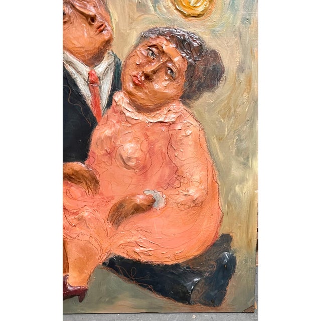 Mark Kanovich, Judaica Painting w Sculpture Terra Cotta Jewish Couple Israeli Artist Kanovich For Sale In Miami - Image 6 of 13