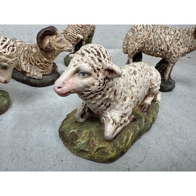 Antique Hand-Painted Sheep Models, 1890s, Set of 5 For Sale - Image 4 of 10