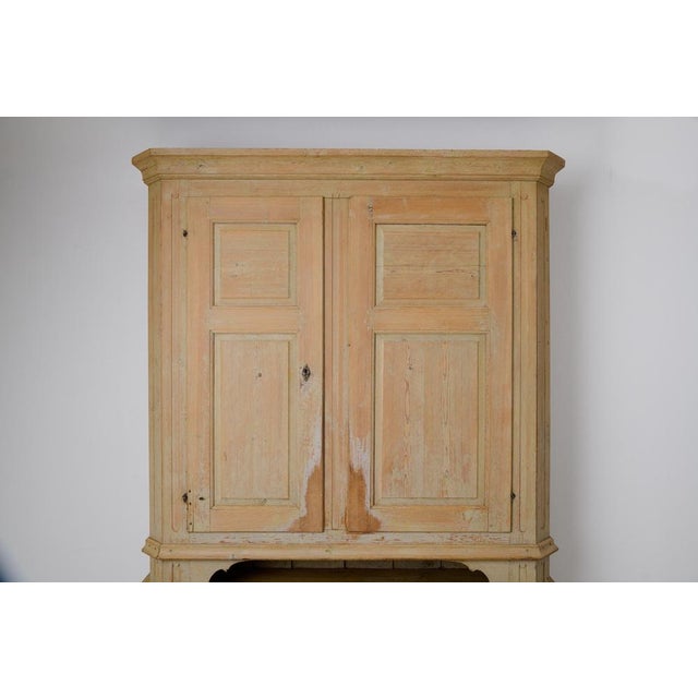 Large Antique Swedish Gustavian Style Folk Art Handmade Pine Cabinet For Sale - Image 10 of 17