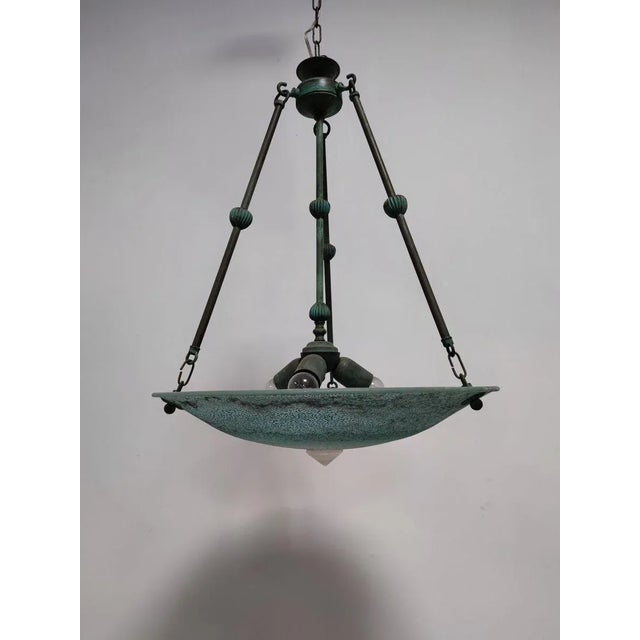 Vintage Green Glass Chandelier For Sale - Image 6 of 15