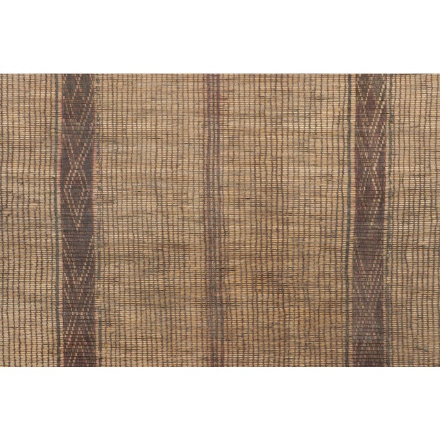 Rug & Kilim Vintage Tuareg Mat Runner in Brown and Beige With Vertical Geometric Patterns For Sale - Image 4 of 7