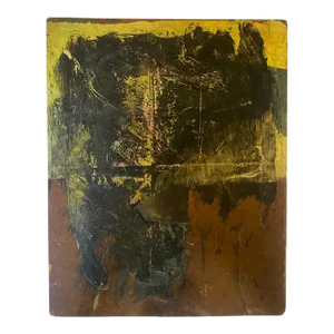 Vintage Double Sided Oil on Board Painting of Abstract and Landscape