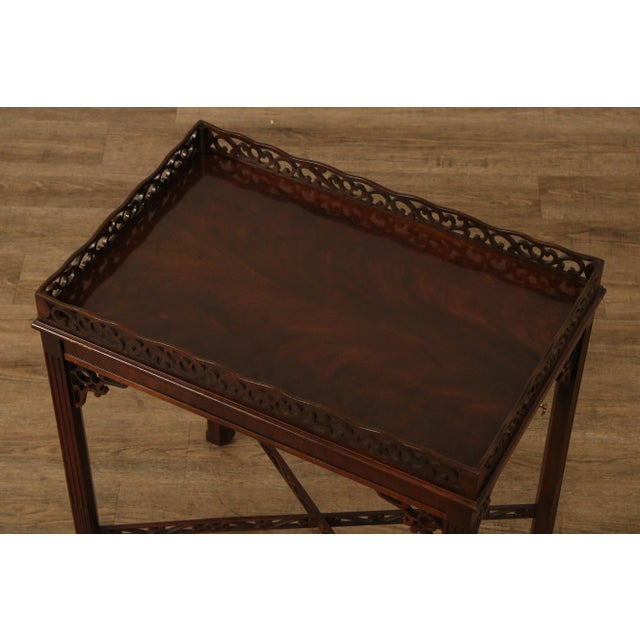 Chippendale Chinese Chippendale Style Carved Mahogany Tea Table For Sale - Image 3 of 12