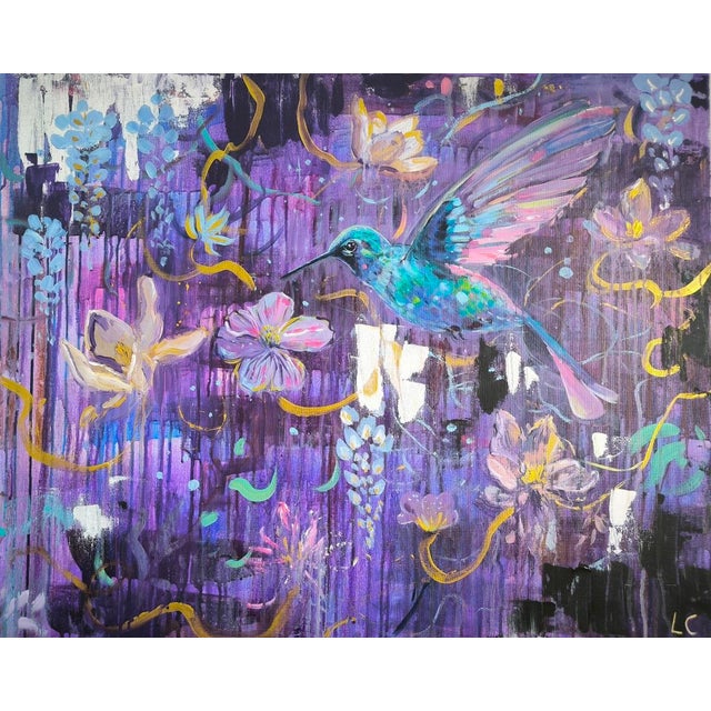 Linda Clerget, Cosmic Bird, Ink on Canvas For Sale - Image 10 of 10
