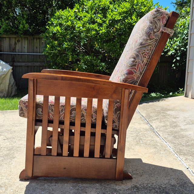 2001 Ethan Allen Mission Craftsman Style Cherry Wood Gliding Arm Chair Rocker Glider For Sale - Image 12 of 18