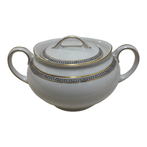 1970s Greek Key Design Porcelain Sugar Bowl