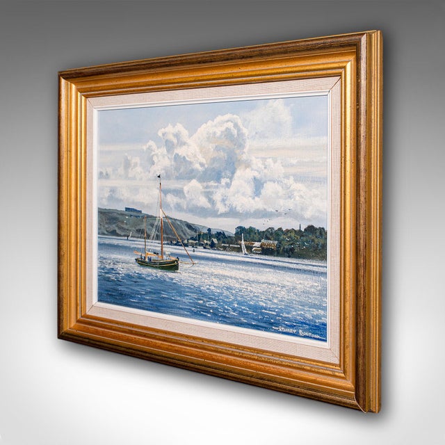 Nautical Vintage Plymouth Sound Painting, English, Art, Framed, Nautical Picture, Devon For Sale - Image 3 of 9