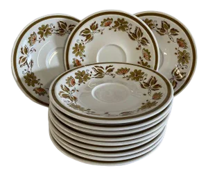 1970s Mid-Century Mikasa Cera-Stone Saucers - Set of 12