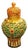 Ornate Gilt Ginger Jar, Green Enamel & Jewel Inlay Lidded Vessel, Chinoiserie Tabletop Decor For Sale