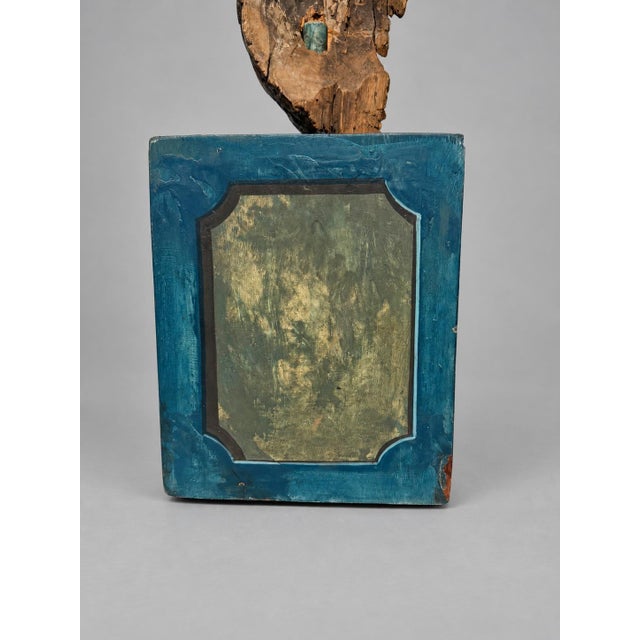 Blue 19th Century, Italian Giltwood Winged Cherub Fragment on Faux Marbleized Base For Sale - Image 8 of 11