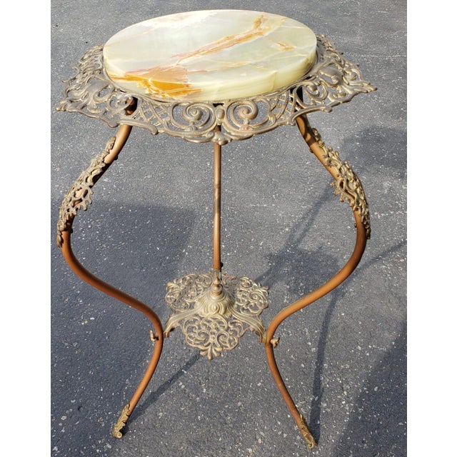 1970s Carved Iron With Stone Top Plant Stand For Sale In Washington DC - Image 6 of 7