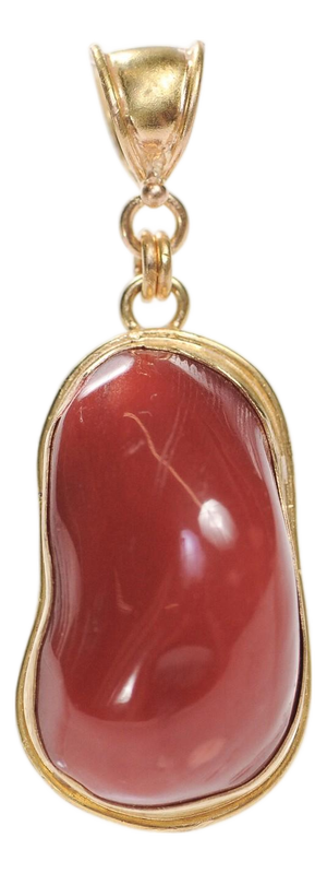 Coral Pendant W 21k Gold Trim & Bail