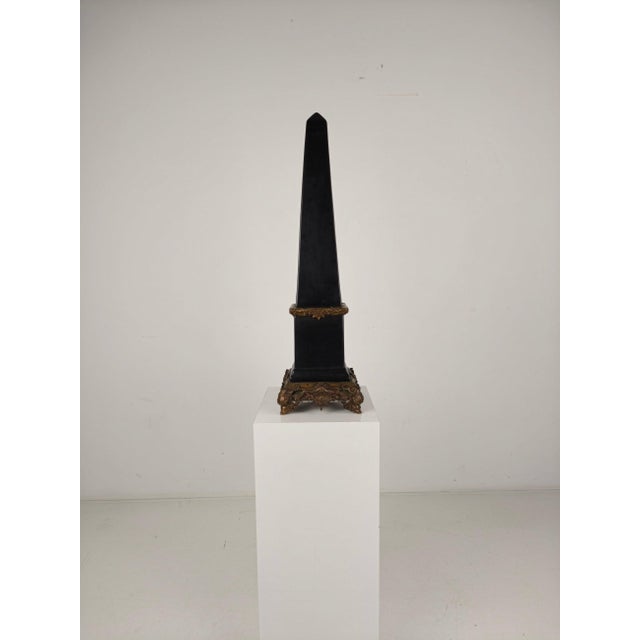 Black Porcelain Obelisk with Bronze Ornaments For Sale - Image 5 of 5