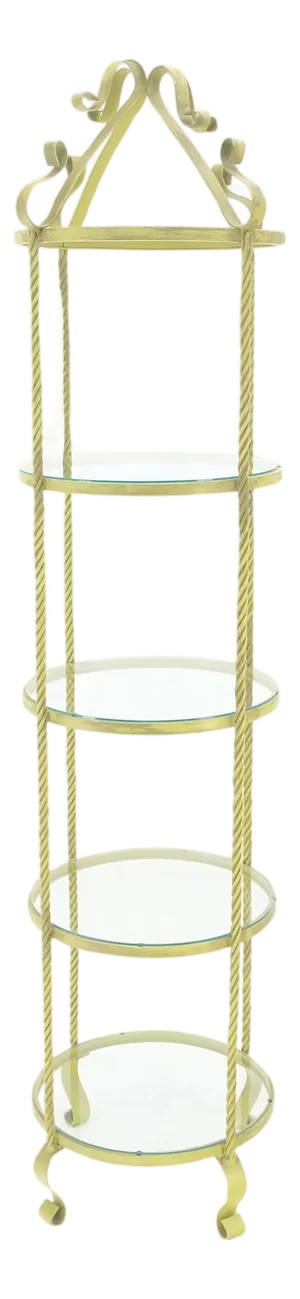 Round "Twisted rope" Style 4 Tier Metal & Glass Decorative Etagere w/Scroll Mint