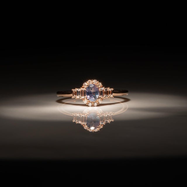 Alexandrite Ring With Earth-Mined Diamond Accents in Solid 14k Gold, Oval 5x4mm For Sale In Columbus - Image 6 of 12