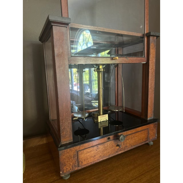 Antique Eimer & Amend Analytical Balance in Mahogany and Brass Case — New York,c.1900 For Sale - Image 4 of 6