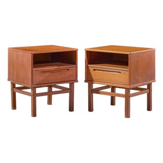 Nils Jonsson for Tørring Møbelfabrik Mid Century Danish Teak Nightstands - Pair For Sale