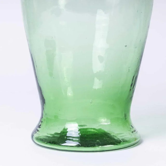 Moroccan Mouth Blown Glass Jar in Green For Sale - Image 5 of 8