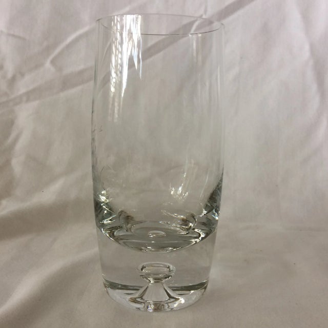 Tall Ship Etched, Air Bubble Bottom, Hand Blown Crystal Barrel Glasses