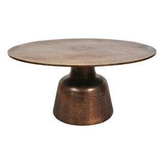 Forma Brass Pedestal Modern Industrial Coffee Table For Sale