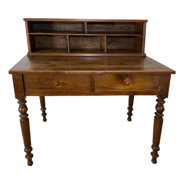 Late 19th Century Louis Philippe Style Desk With Upper Letter Cabinet For Sale