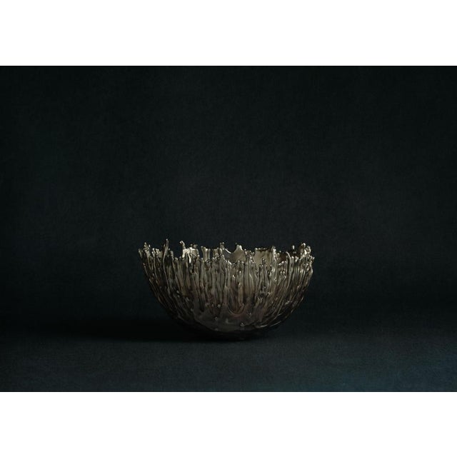 Contemporary Medium Gravity Bowl in Patinated Cast Bronze by William Guillon For Sale - Image 3 of 18